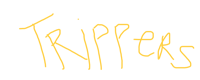 the word trippers written in yellow on a black background